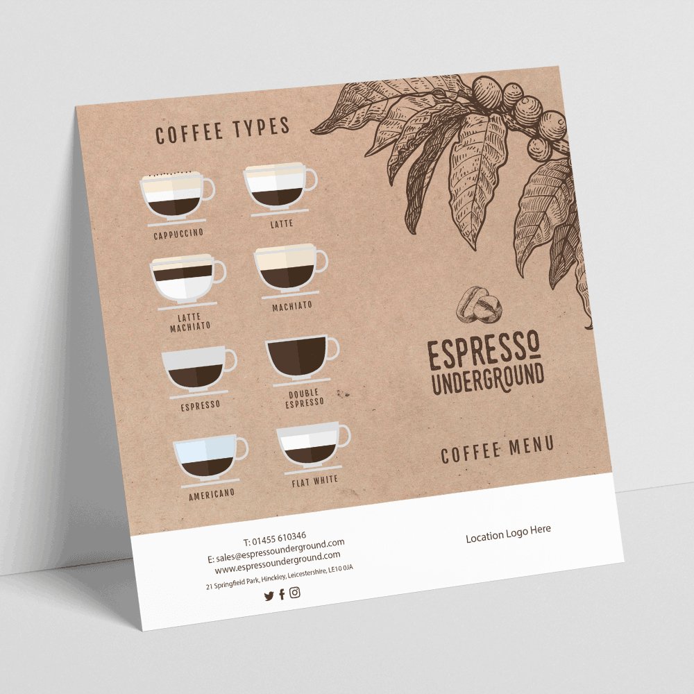EspUnderground1's tweet photo. Our personalised branded menus included with all of our bean to cup machine packages to help you promote your coffee sales #POS #menus #coffee #thecompletepackage #espressounderground #leicestershire https://t.co/rj1rzJZaVq