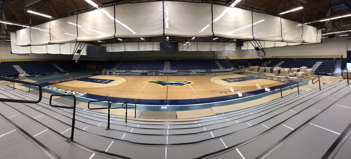 SAUCougars's tweet photo. #MACProject Update: Baseline bleachers are done and the seats are in on the far sideline. One side to go! https://t.co/9jojiMqGx8