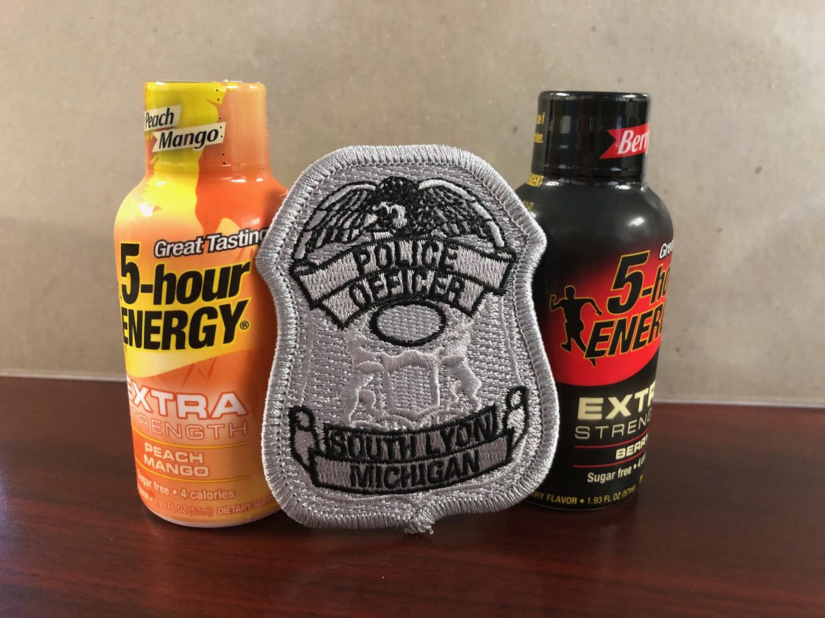 The South Lyon Police Department appreciates <a href="/5hourenergy/">5-hour ENERGY®</a>! Peach Mango Definitely helped our Officers get through their shift! Thanks again for your support.
#5hourenergy #5hourenergyrocks
