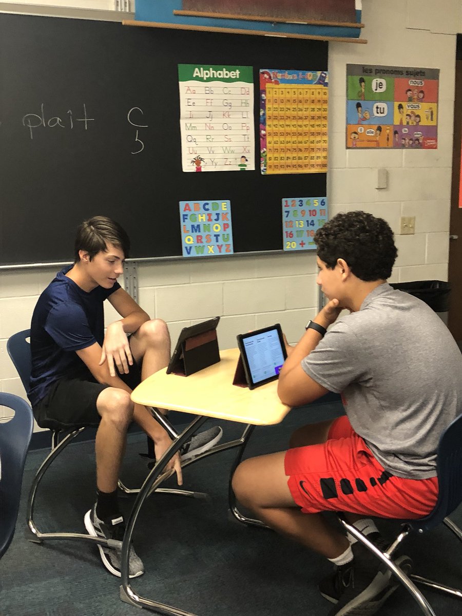 TeacherVitz's tweet photo. French 1 students using @Flipgrid to record their very first complete French conversations! It’s an exciting day in #FrenchWithVitz! @center_grove @CenterGroveHS https://t.co/SRuro0rUmK