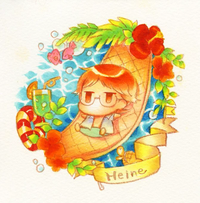 夏のハイネ先生、ミニバージョン。
久々のアナログ絵 