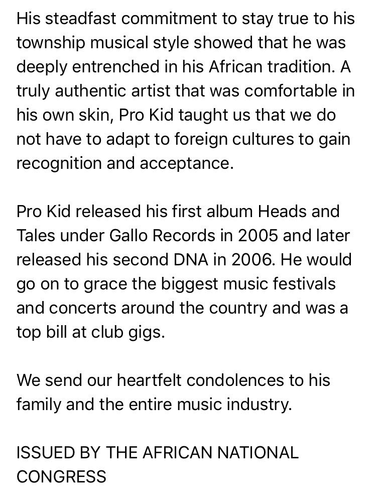 African National Congress on Twitter "ANC MOURNS THE PASSING OF AWARD