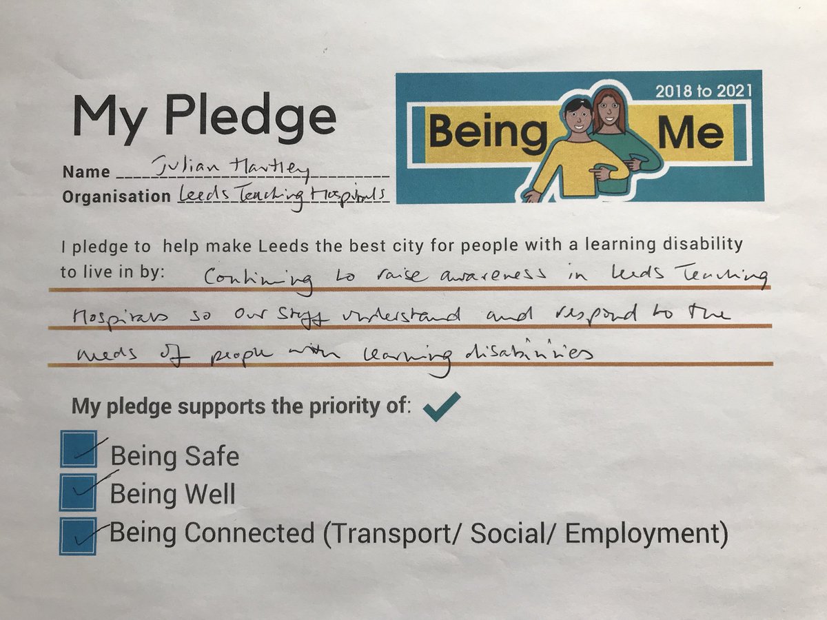Delighted to share a pledge from our Chief Executive @julianhartley1 in support of people with learning disabilities. @LeedsHospitals @LTHT_People #ltht_equality @PatientExpLTHT
