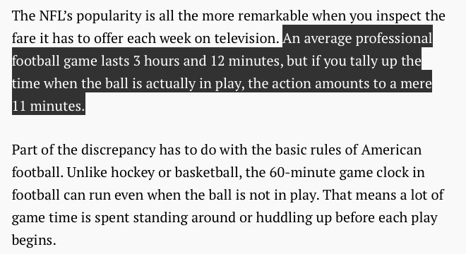 frogmouth_inc's tweet photo. @treblemaker909 Only 6% of the time spent on an average NFL game is gameplay. For the other 94% of the time, the players are literally just standing around https://t.co/jAuu6mkgeB