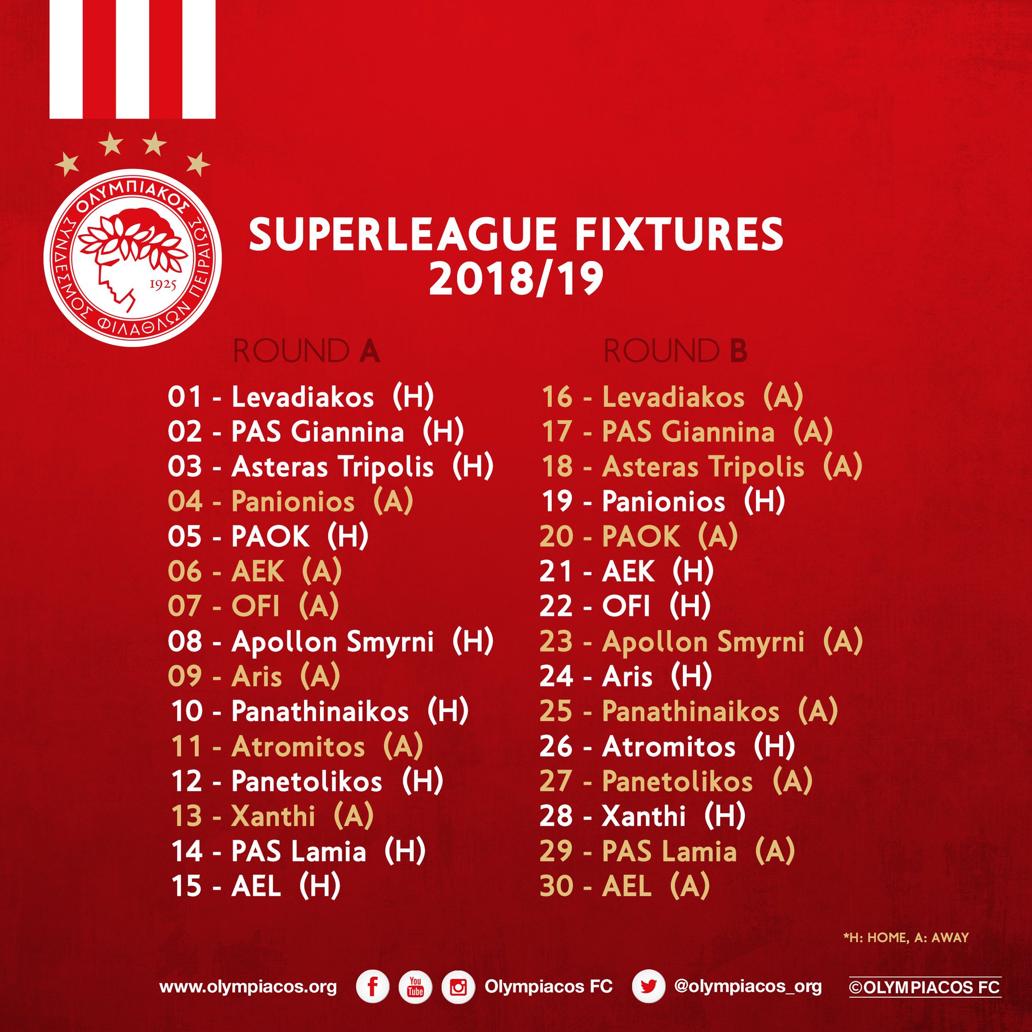Olympiacos FC on Twitter: "To πρόγραμμα του Θρύλου στη Super League
