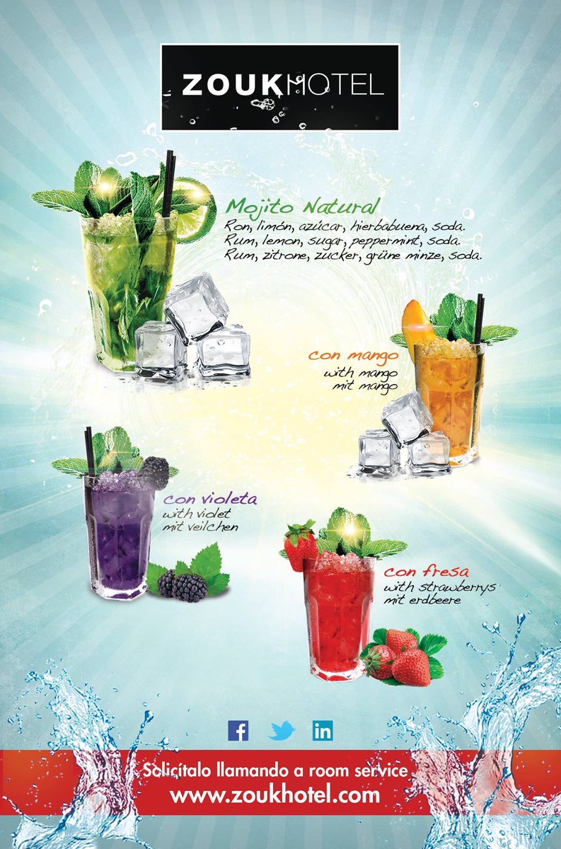 Te apetece in refrescante Mojito.....mmmmm!!!!
De 🍓, de mango, violeta o prefieres el natural?? 😋