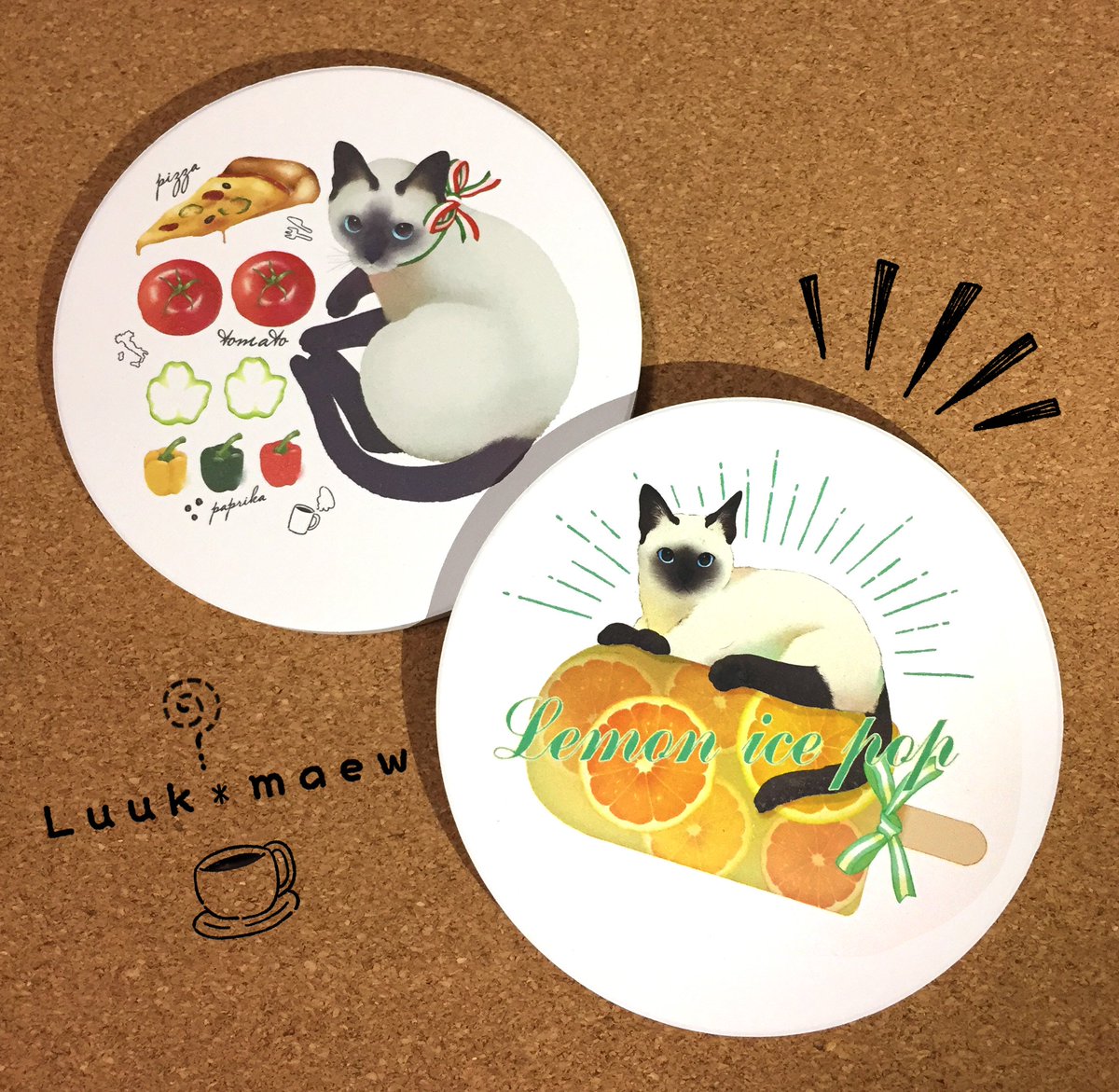 のべ子 シャム猫あずきさん No Twitter やったー アイスキャンディーにゃんこ届いたよー クリアな感じもうまくいった 白いのは珪藻土コースターですおしゃれ 土曜日にはminneに出せると思いますしくよろ シャム猫 ハンドメイドにゃんこ部 ねこ好きさん