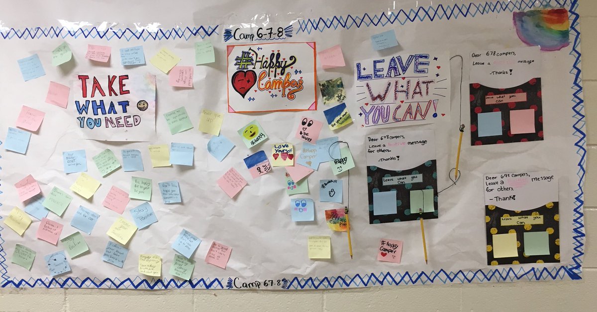 msdurkin5th's tweet photo. promoting some positive thinking #camp678 @SBCommEd https://t.co/6e6A4oThHv
