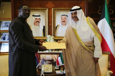 MOFAGambia's tweet photo. The  Honourable Minister of Foreign Affairs, International Cooperation and  Gambians Abroad of the Republic of The Gambia, Dr. Mamadou Tangara was  in the State of Kuwait on Monday August 6th, 2018 as a Special Envoy of  His Excellency President Adama Barrow. https://t.co/IYUTZ8IKr1