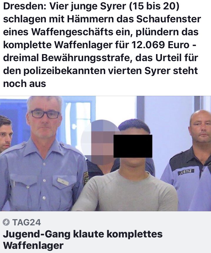 Syrer plünderten Waffengeschäft... tag24.de/nachrichten/dr… wofür sie die Waffen wohl brauchten🤔🤔🤔