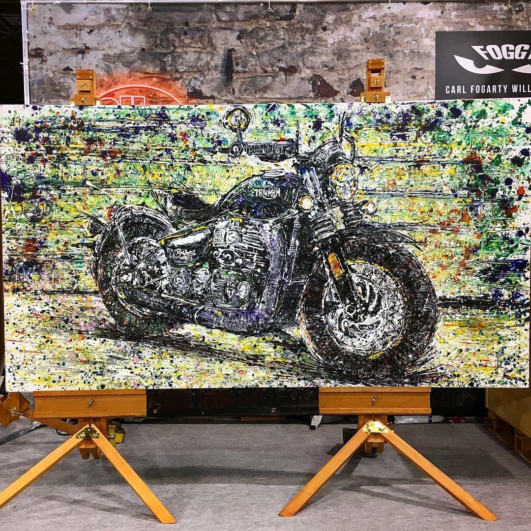 UKTriumph's tweet image. Buy a new Triumph at an authorised Triumph dealer in the UK between 1st June and 30th September 2018 and you will automatically be entered into a prize draw to win this completely unique Bobber Black painting, created by PopBangColour.

Find out more - fal.cn/V4zx