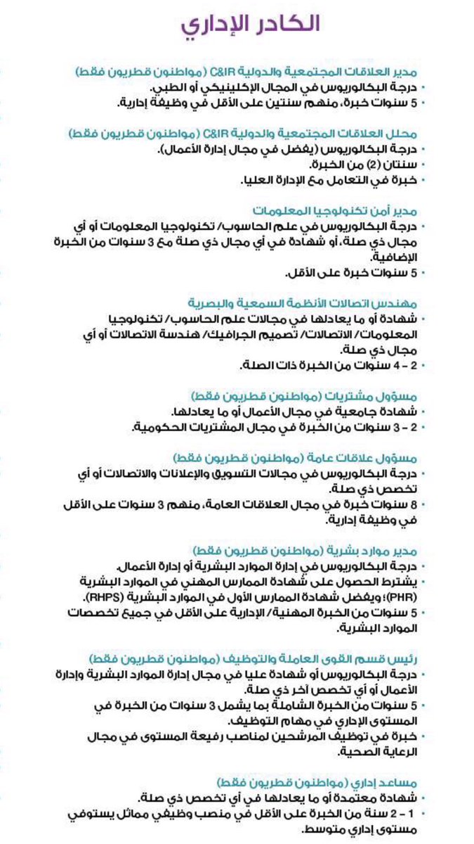 حسن الساعي Twitterren فرصة توظيف للقطريين