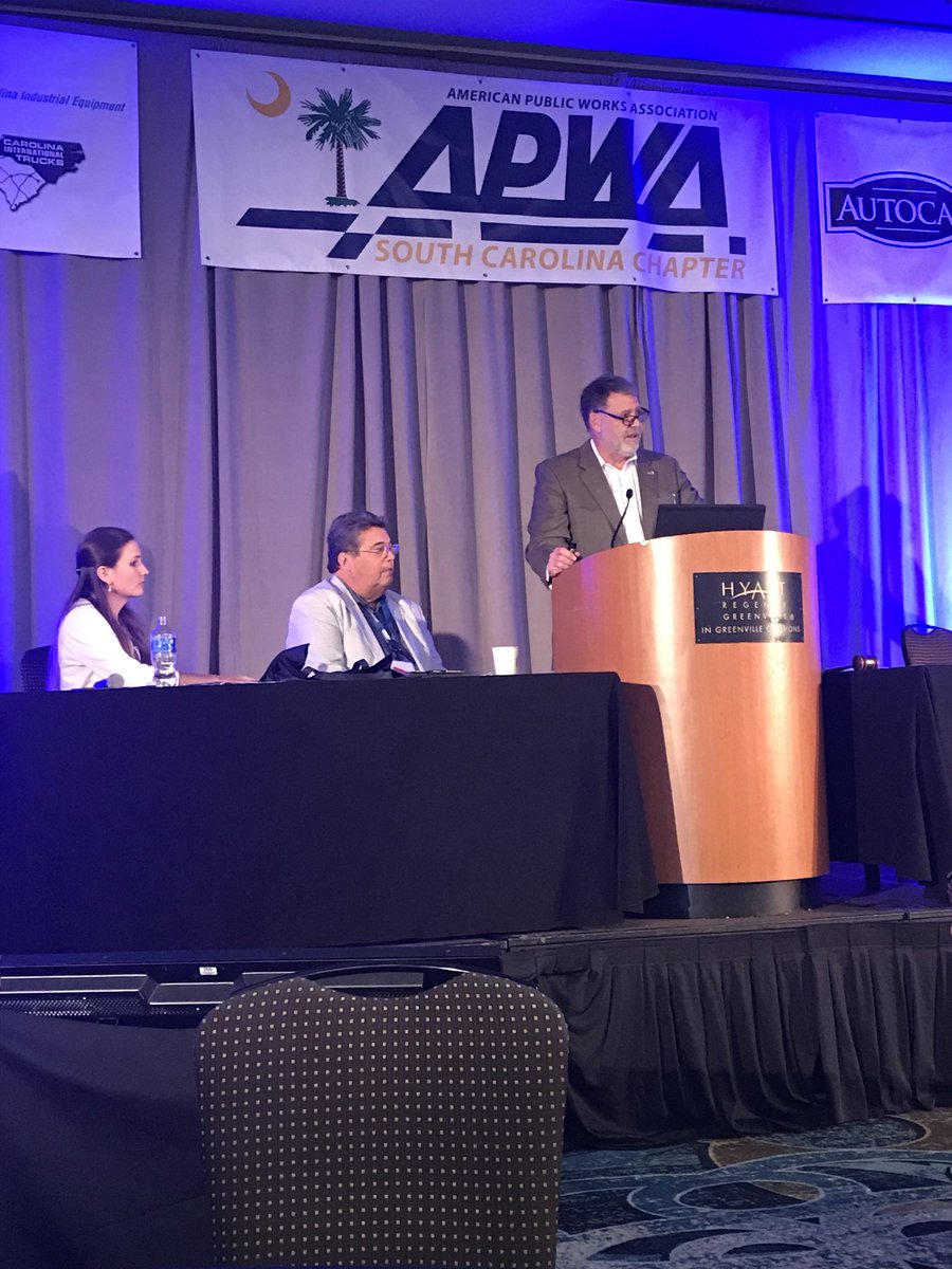 .<a href="/GoPugh/">Keith Pugh</a> wrapping up this year’s Chapter Business Meeting with a keynote speech in the importance of advocacy for public works. #SCAPWA18 #APWA #PowerOfPublicWorks