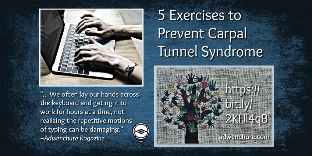 adwenchure's tweet photo. #Care for your #body & it will #TakeCare of #YOU ... #Prevent #CarpalTunnel #syndrome with #five #simple #exercises on your #break . (You're #taking #breaks , #yes ? #More #here : https://t.co/nrFi4OAdhK
#ARBody #FemaleActuality #SelfCare #HealthyLifestyle #health #lifestyle https://t.co/ctO0b93M76