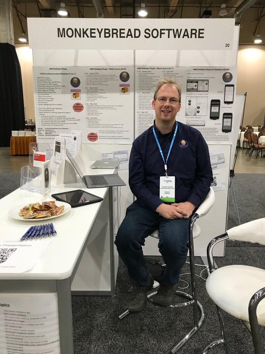 SpanishDevCon's tweet image. Nuestro sponsor Monkeybread Software, en la #FileMakerDevCon18 de Dallas, TX.
⁦⁦@MBSPlugins⁩