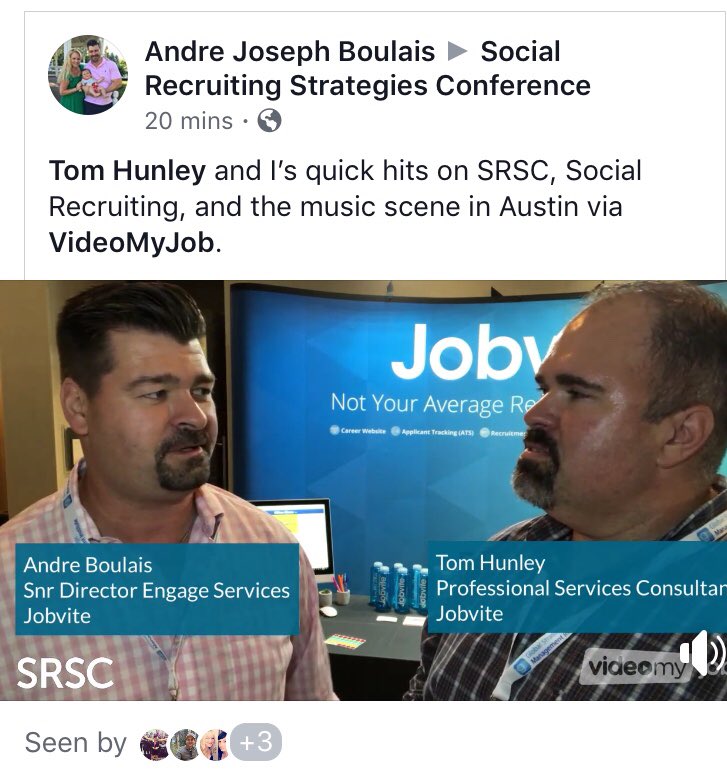 Quick hits at <a href="/SRSConference/">SRSC</a> from <a href="/Tom_Hunley/">Tom_Hunley</a> &amp; I.  Everything from #socialmedia to the #music scene in #ATX. Enjoy &amp; thanks <a href="/videomyjob/">VideoMyJob</a> facebook.com/12049832860129…
