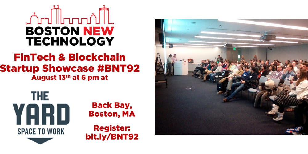 protectpassions's tweet photo. Join #BNT92 #FinTech &amp; #Blockchain #Startup Showcase w/ 7 awesome #tech demos on Monday, 8/13, @WorkAtTheYard #BackBay #Boston #MA!
RSVP https://t.co/bDCySe2dem
Featuring #startups: @adjoint_io #ButtonWallet #Fasdraft @Indecoin @motocoaster @Orbitcoin @QuantLayer @Wunderite https://t.co/Bzq9XLMQcZ