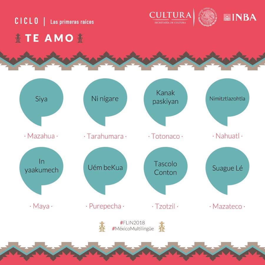 museoAmodernoMX's tweet image. ¡Existen muchas maneras de decir TE AMO!, entra en INALI México​ y consulta todas las actividades de la segunda Feria de las Lenguas Indígenas Nacionales 😉😉🙃 #FLIN2018 #MéxicoMultilingüe