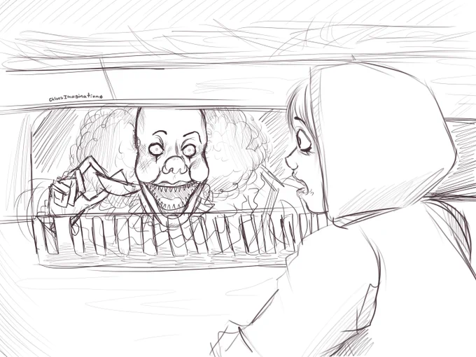 #WIP Here are some drawings I'm working on where I draw some famous horror scenes in #JunjiIto's style, these are only sketches but I really how they look so far ^^ (1/2) 