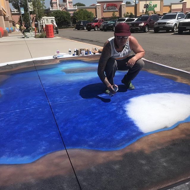 Ground mural getting started for MuralFest THIS Saturday in the parking lot of Casa Bonita between 11-6! Eat, drink, watch muralists and other art vendors do their craft and much, much more! ift.tt/2B2W9hg