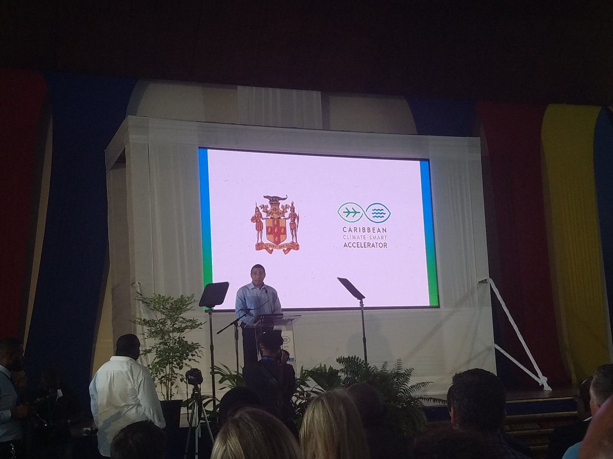 Maxsalia's tweet photo. The Prime Minister, The Most Hon. Andrew Holness, says the call to action has to be 'Relentless Innovation' in order to make the Caribbean the first climate-smart zone! #JumpCaribbean https://t.co/mJgTKyf6io