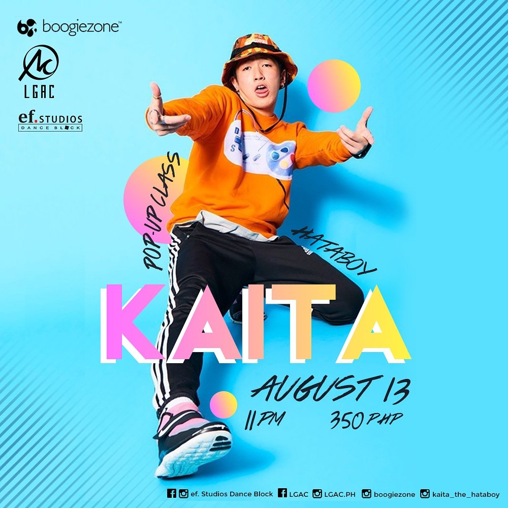 Pop-up class!! 👌👌👌 

All the way from JAPAN 
KAITA THE HATABOY in MANILA 

Pre-register now! 
form.jotform.me/82201568823456

Brought to you by

Boogiezone
LGAC &amp; 
ef. Studios Dance Block