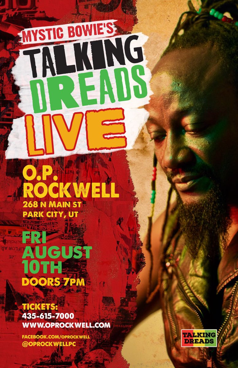 Mystic Bowie (@mysticbowie) on Twitter photo <a href="/mysticbowie/">Mystic Bowie</a> <a href="/talkingdreads/">TalkingDreads</a> concert Friday August 10th. #ParkCity #Utah #livemusic #Dancing #talkingheads #Talkingdreads #reggae <a href="/mysticbowie/">Mystic Bowie</a> <a href="/talkingdreads/">TalkingDreads</a> concert Friday August 10th. #ParkCity #Utah #livemusic #Dancing #talkingheads #Talkingdreads #reggae