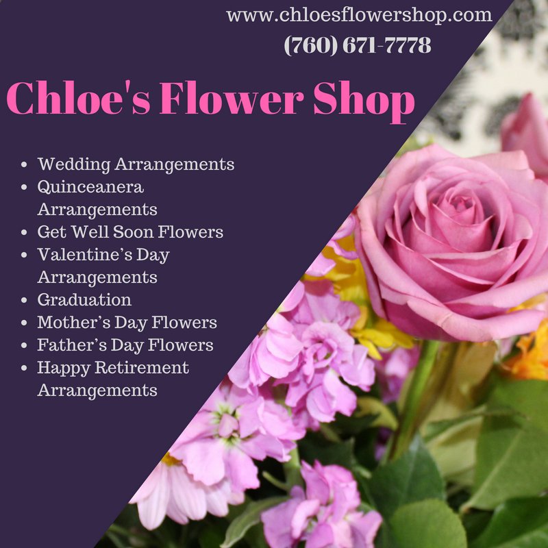 Flowersby_Chloe's tweet photo. Chloe's Flower Shop is the one stop shop for any floral needs. Floral arrangements available for all occasions! book your dates today! 💐🌹🌻🌼(760) 671-7778 https://t.co/v9461Ch6g3 #chloesflowershop #flowers #flowershop #flowerstyling #flowerslovers #flowerbouqets #weddings https://t.co/36mxu56ZGW