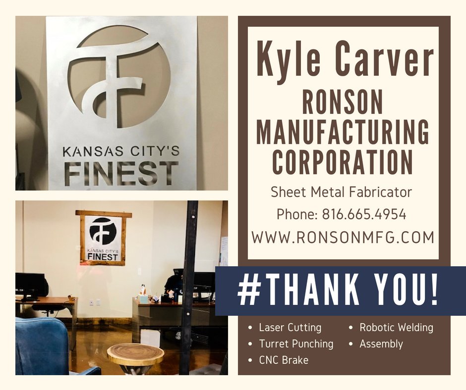 ConnectKCF's tweet photo. We want to express our gratitude to Kyle Carver of Ronson Manufacturing. He was able to take our KCF Logo and create a masterpiece that is the focal point of our office. #manufacturing #signs #generosity #aluminum #startups #hiringinadigitalworld #digitalwomen #KansasCityMissouri https://t.co/TdMqVQ7MJy
