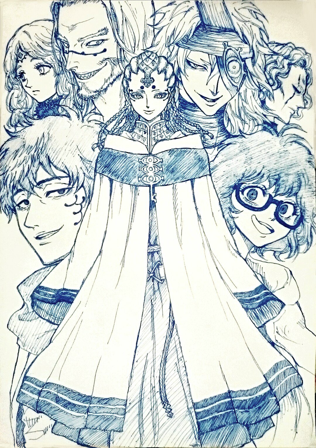 ぎむねまちゃ ブラッククローバーのキャラ練習 白夜の魔眼 絵的にヴェットさんが描けないからラデサリを入れたくて でもそしたら幹部なのにサードアイ全員居ないのおかしーだろ と思って ヴァルトスさんしてほとんど描いたｗ ラデスですさん以外と描き