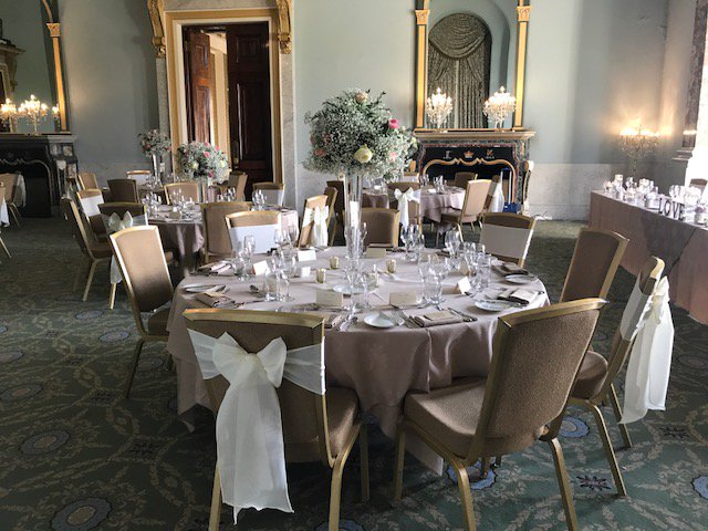 Our gorgeous cream linen sashes at Wynyard Hall back in September last year. #venuestyling #sashes #wynyardhall #teesside