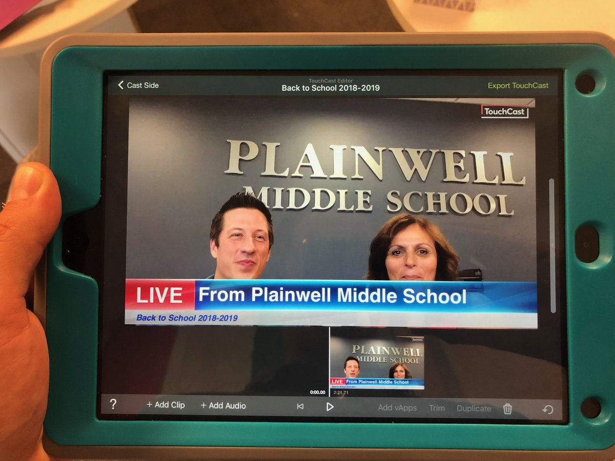 mrmanting's tweet photo. Having fun with ⁦@TouchCastEdu⁩ by creating a fun back to school video letter for staff. Thankful for all we learned at the ⁦@MEMSPA⁩ Leadership Institute. #memspasli18 #memspa #memspachat #massp #plainwellms #michedtech ⁦@RockyStamos1⁩ https://t.co/92QiFKL37W