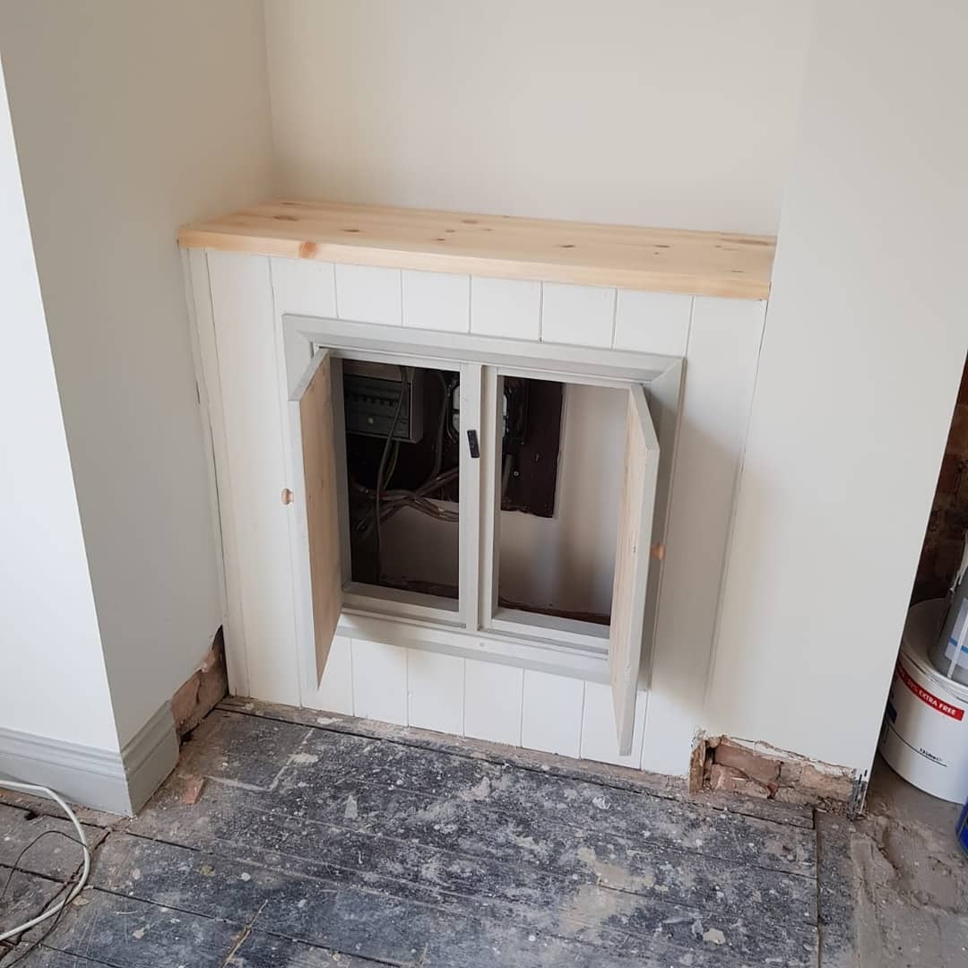 HenleyServices's tweet photo. Bespoke fuse box housing and and shelf unit #Ruddington https://t.co/6Dw1k9wxQM