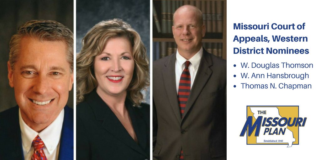 The Missouri Plan works! See it in action as it fills the latest vacancy on Missouri's Court of Appeals. You can read the nominee's full applications here --> ow.ly/cdIB30llhgN #MOPlan