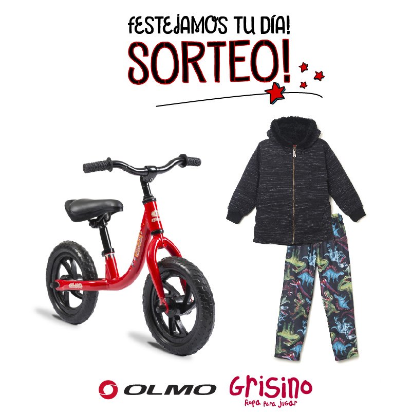 #BuenJueves #SORTEO ¡En agosto, tenemos el regalo ideal para el Día de lxs Niñxs!

Entrá a olmobikes.com/grisino/ y participá por una bici infantil + una orden de compra por $3000 en Grisino ropa para jugar.

¡Dale, que sorteamos el jueves 16!

¡RT para sumar chances!