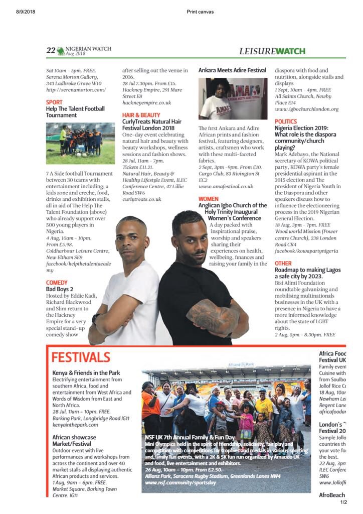 Nigerian Watch article on #NSFUK2018  don’t be left out of the fun.  <a href="/Amaudo/">Amaudo UK</a> @YANGA_UK 
Tickets bit.ly/NSFUK-2018