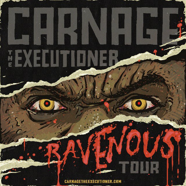 CarnageXXXL's tweet photo. **NOW ANNOUNCING: Carnage The Executioner’s RAVENOUS TOUR**
—
Visit my Instagram page for list of dates, cities & venues: https://t.co/4osWb0Szik and stay tuned for more details updates! #Ravenous2018 https://t.co/LWQRtlzvQe