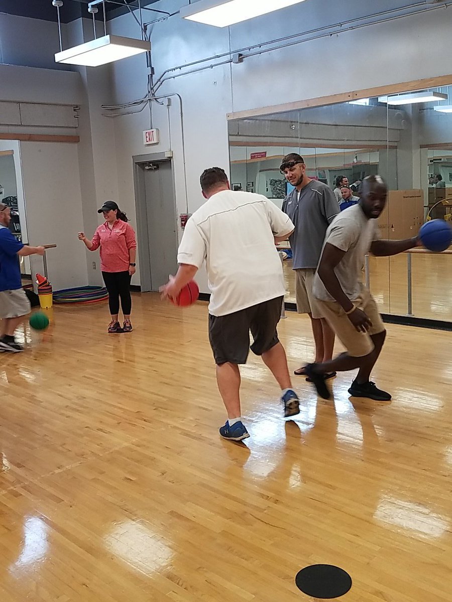 Our coaches are enjoying their #SummerInstitute session with @AndyPickett7 & @OPENPhysEd #Believe #Create #Succeed #Discover @BeaufortSchools @Shark_Athletics