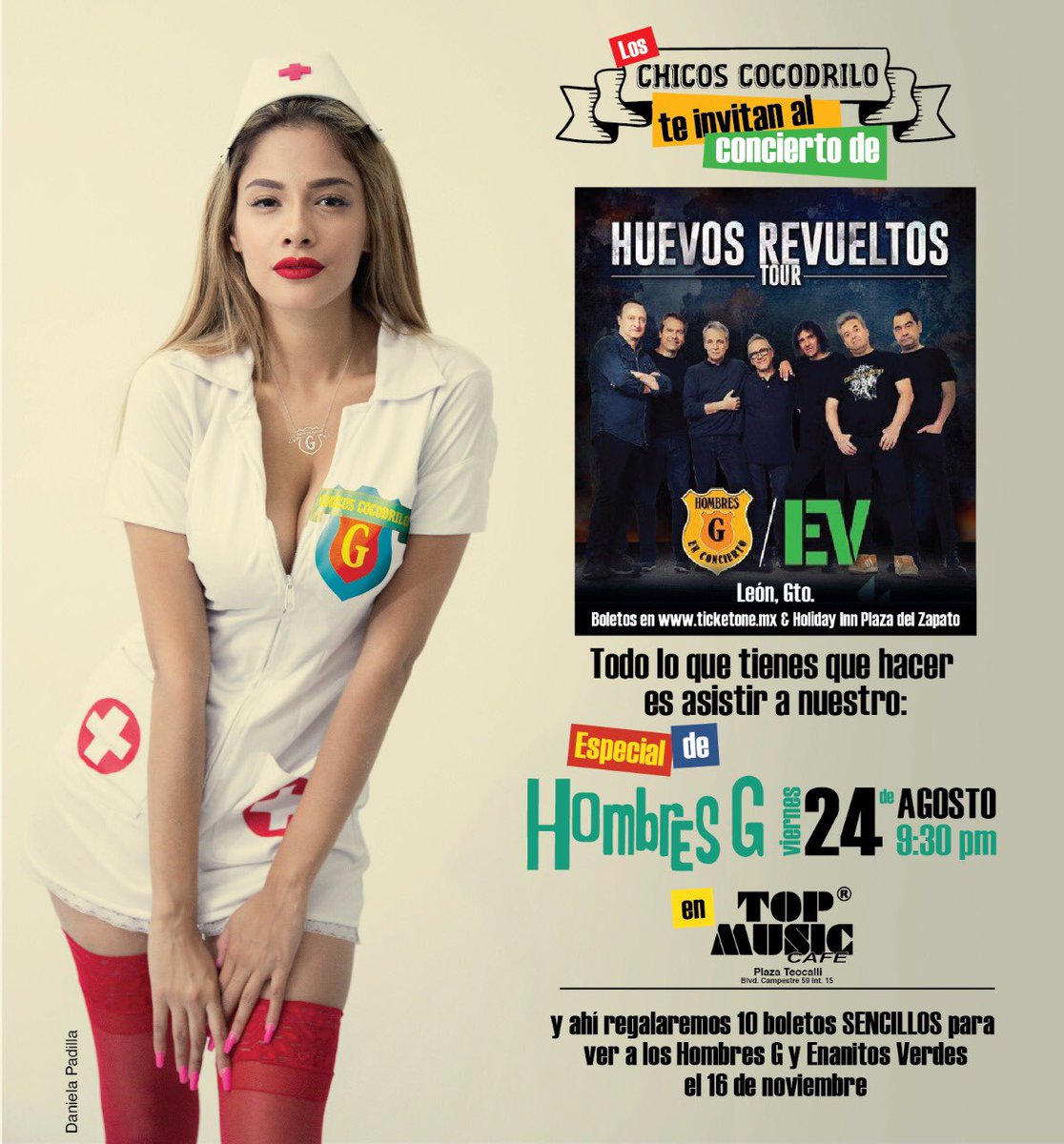 ChicosCocodrilo's tweet photo. Te invitamos a HUEVOS REVUELTOS TOUR en León para ver a @hombresg y #EnanitosVerdes aquí te decimos cómo 👇🏻 https://t.co/EEcZq7QBUr