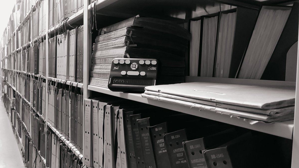 PerkinsLibrary's tweet photo. Image 4/7 #LibraryLife Challenge! Thanks @nclbph for the invite! 7 black and white photos from around our #library in 7 days, no humans and no context. Our next challenge is to our friends @SALibBlind in Grahamstown, #SouthAfrica! #InclusiveLibraryServices #LibrariesRock #Braille https://t.co/notkpeKcYN