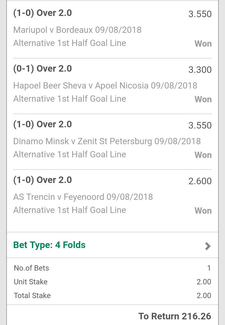 First goals scored in the first 15 minutes of each match so had a little punt... 😊