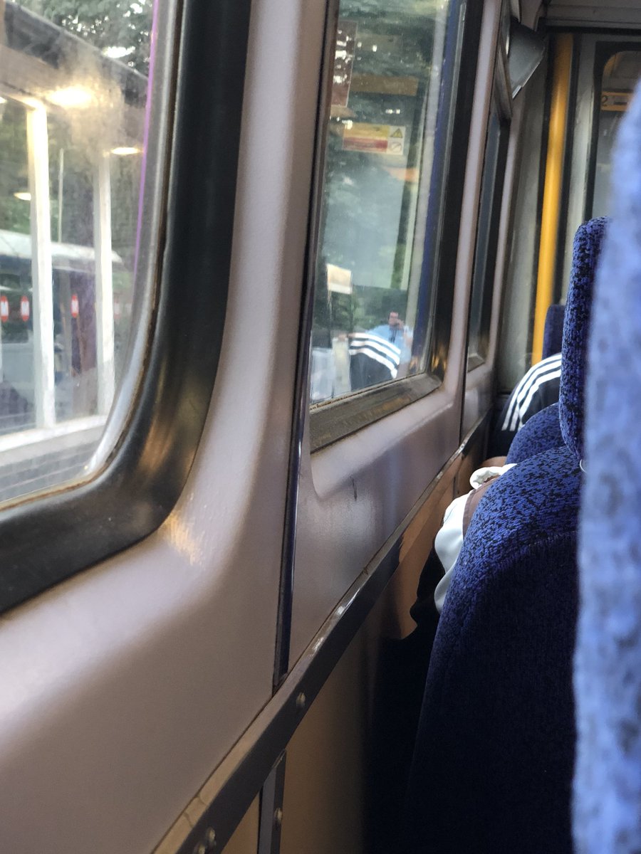 Rushda's tweet photo. Train guard stopped already-delayed train from Bradford to Leeds at New Pudsey. He’s calling police because passenger doesn’t have valid ticket worth only few pounds. Angry passengers with missed connections. May not get home tonight. Gobsmacked. #northernrail @northernassist https://t.co/a3o7aDwzcX
