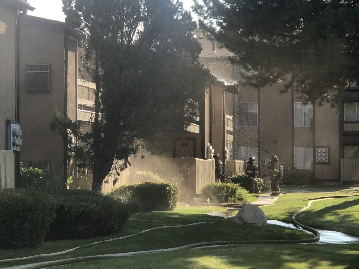 JenielJacobson's tweet photo. HAPPENING NOW: West Valley City Firefighters fighting a fire at Green Village Apartments at 4100 S 3900 W. Watch ABC4 tonight @ 10 for updates. https://t.co/6OBfJ6CWgE