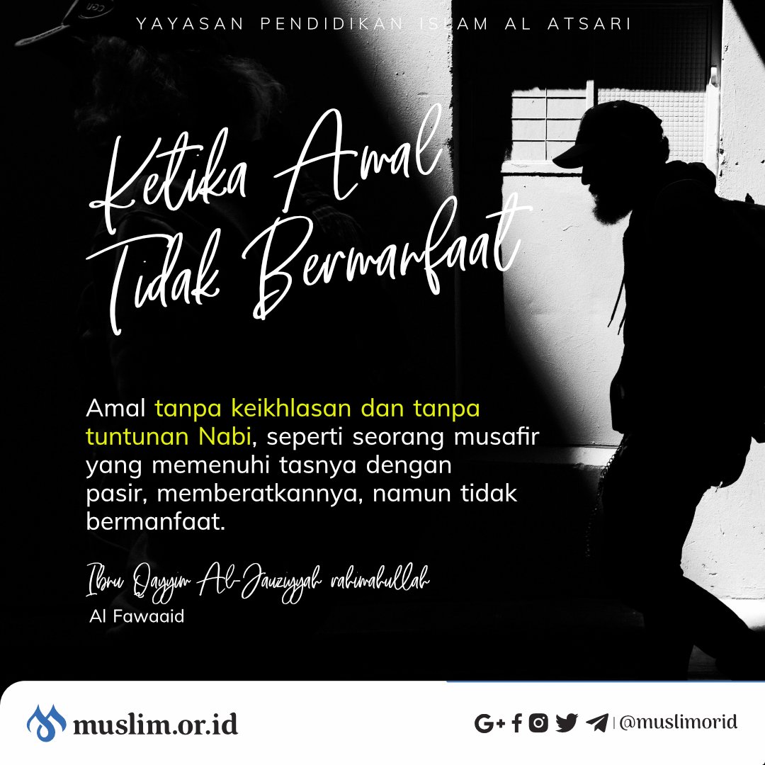muslimorid's tweet photo. Ada 2 syarat agar amal kita diterima, pertama ikhlas karena Allah subhanahu wa ta’ala dan kedua mengikuti tuntunan Rasulullah shallallahu ‘alaihi wa sallam. Mari simak disini. Klik https://t.co/mWe8WmFeGp Silakan di-retweet baarakallahu fiikum. https://t.co/rIJv0M7Kqh