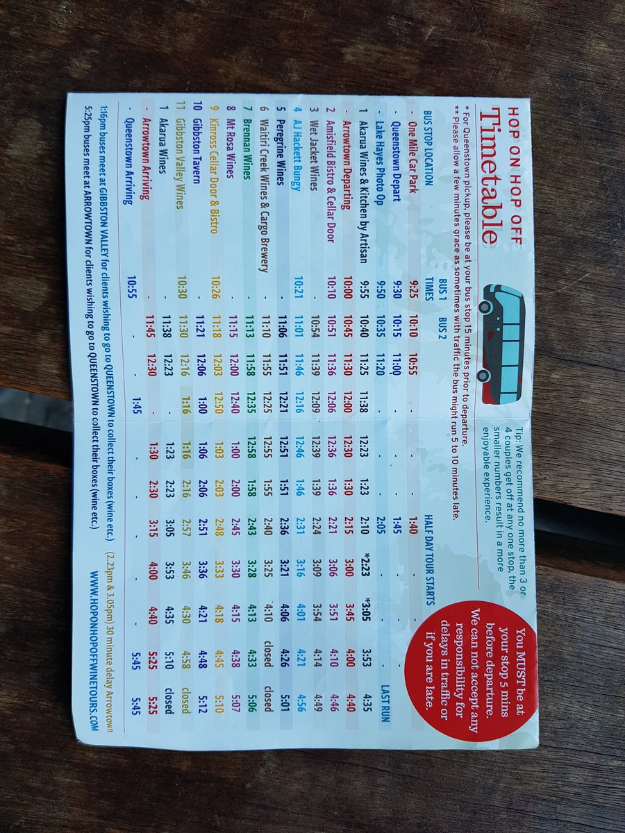 bonglord's tweet photo. Hop on, Hop off wine tour today. What a bus timetable! Beats the 46A. So. Many. Vineyards. https://t.co/EiCfD9XuS6
