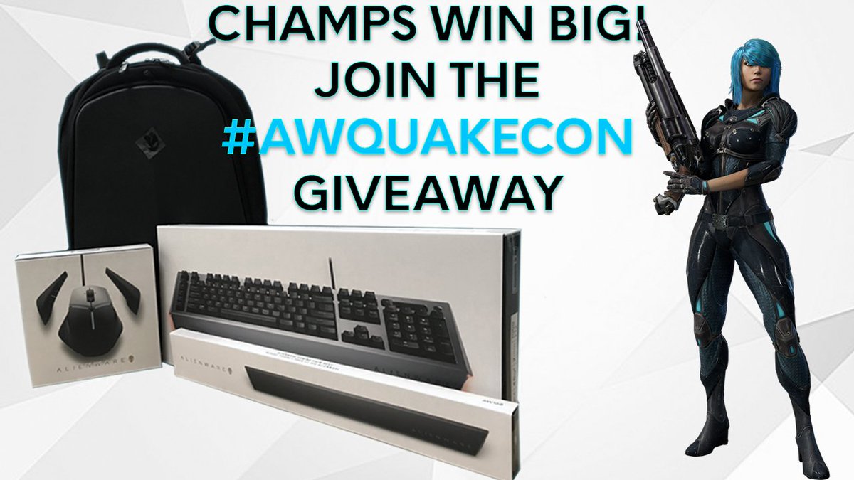 aw_umar's tweet photo. We've got @rxysurfchic at #QuakeCon2018 and doing a Champion of a Giveaway. Enter now to win Quake Champion codes for every current and future champion and a chance at some Alienware Gear #AWQuakeCon https://t.co/rwiBav8yRP https://t.co/s4dXoJVa6s