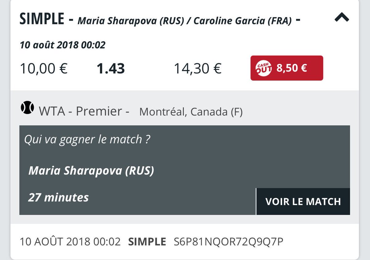 HilsPronos's tweet photo. #ChilsPronos 
#WTA🇨🇦🎾

▪️Sharapova.M@ 1,43 ( 0,5% ) 

#TeamParieur #ParionsSport #NoVIP https://t.co/3XexBuqoaH