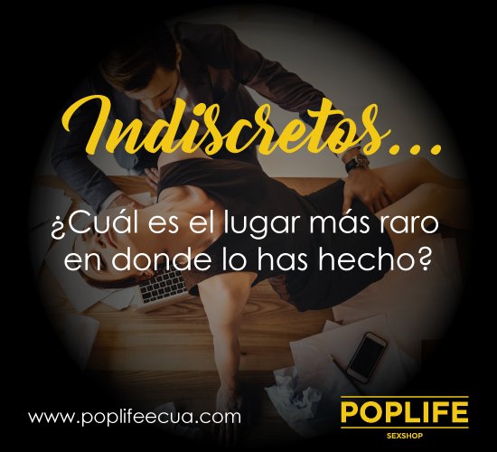 poplifeecua's tweet photo. Jueves de ser #Indiscretos.😉😏
Cuéntanos ¿Cuál es el lugar más raro
en donde lo has hecho? https://t.co/FBnKVIvVZT