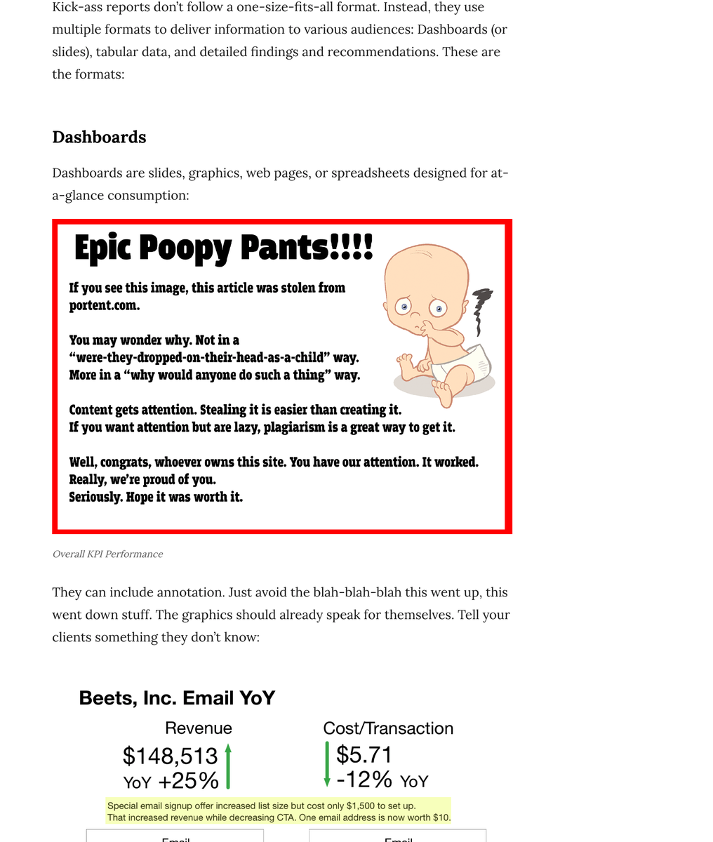 Someone plagiarized my stuff again. This time I got more creative. Here's how their page looks now: