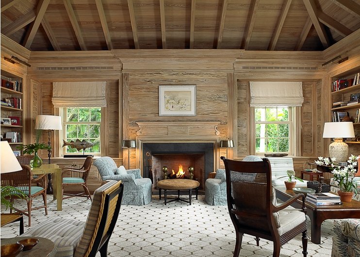 This charming living room was created using old growth pecky cypress | @FloridaCypress bit.ly/2LBaMgW
